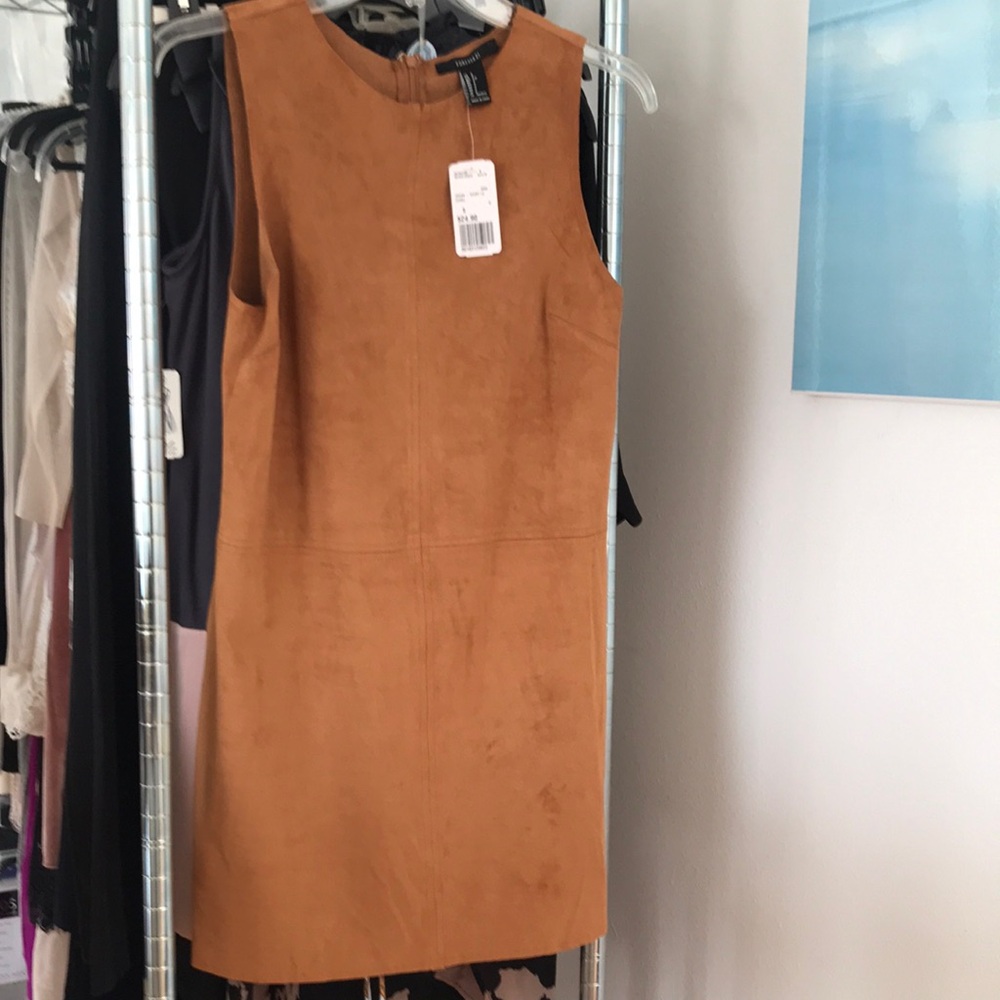 Forever 21 Brown Sleeveless Sheath Faux Suede Dress